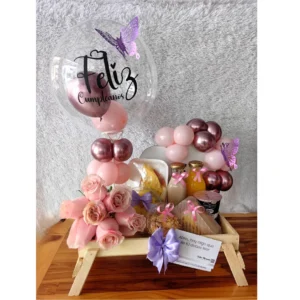 desayuno sorpresa premium con rosas y globo burbuja a domicilio en Pereira, Dosquebradas y Armenia