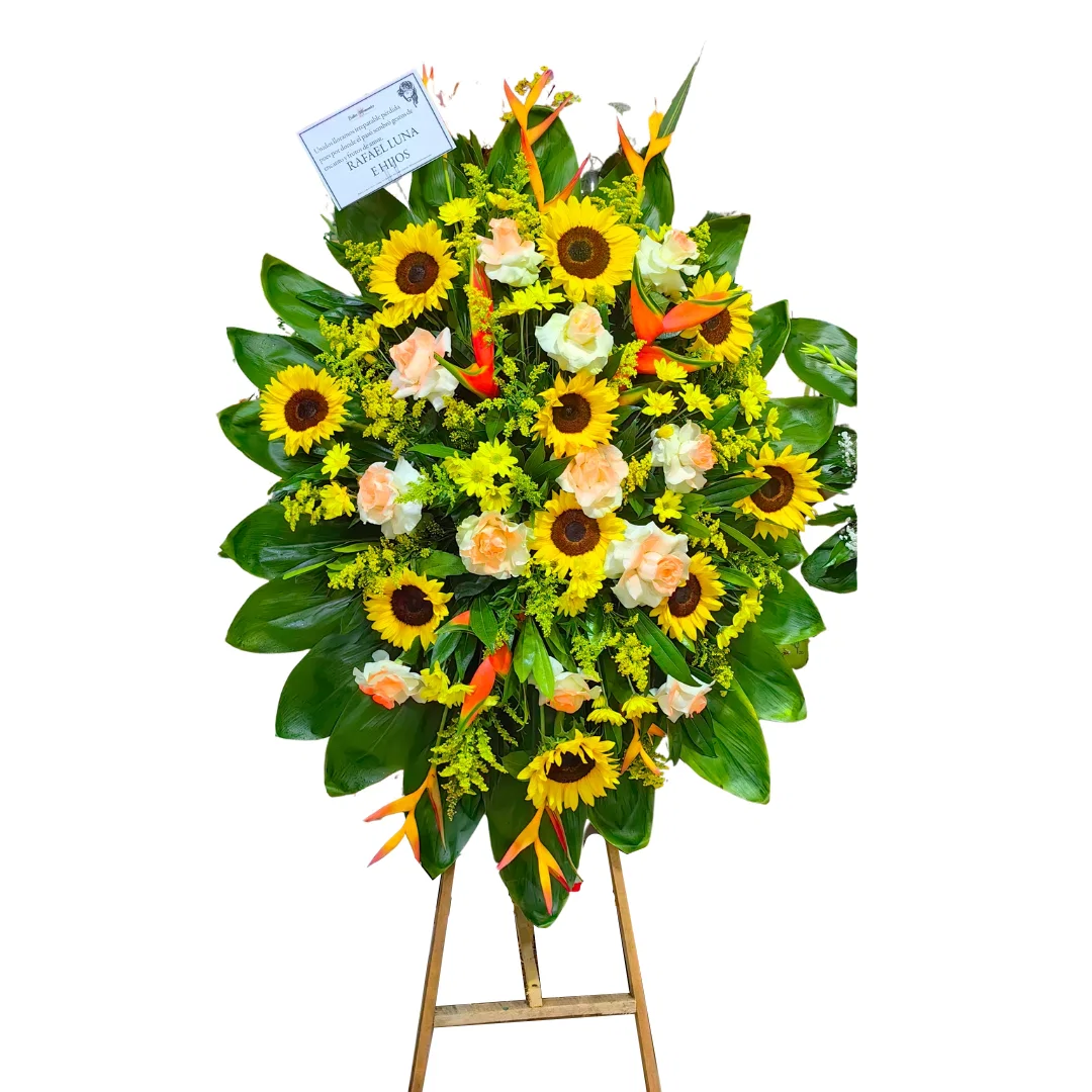 Arreglo Fúnebre Con Girasoles Y Aves Del Paraíso