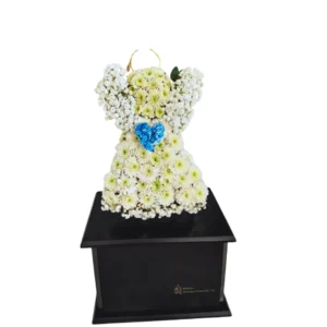 Cenizario Infantil Ángel Blanco Con Flores Naturales